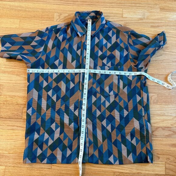 SHIPS Japan Geometric Mesh Shirt Medium - Picture 3 of 8